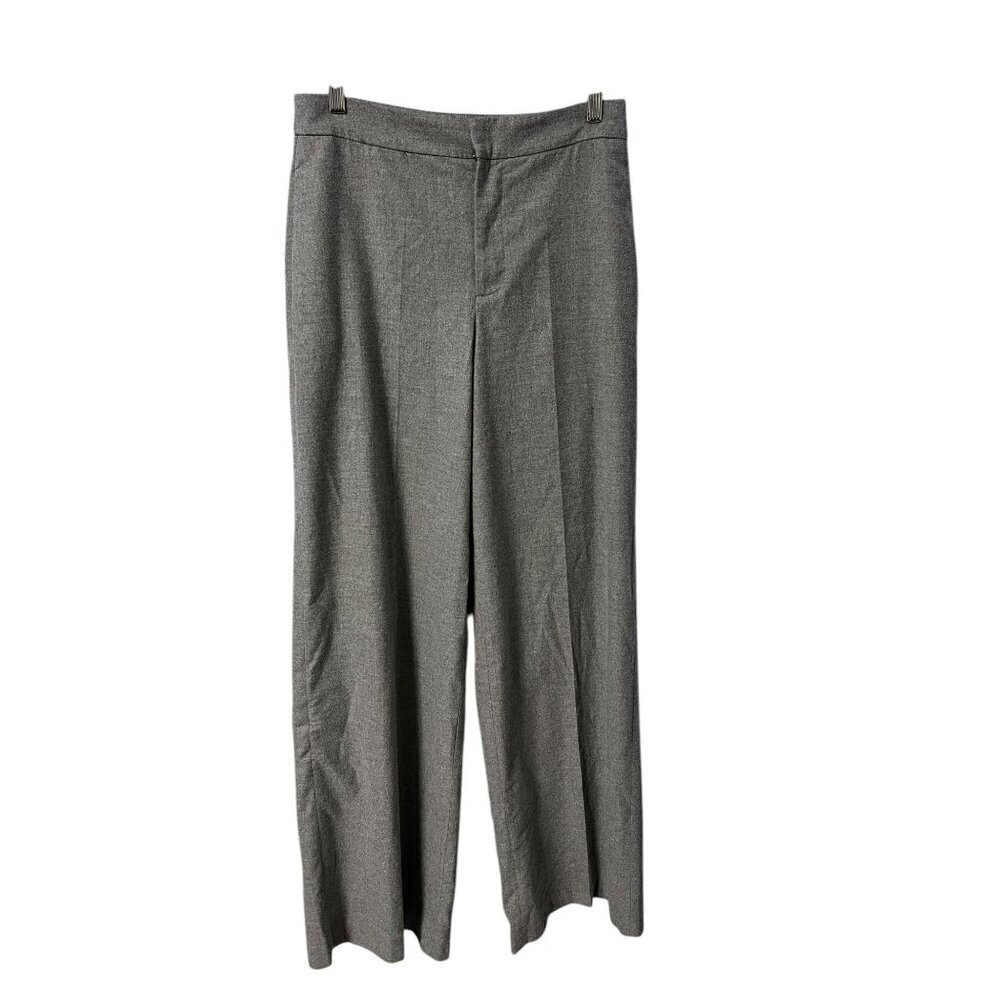 Zara Woman Gray Wide-Leg Trousers Cropped Formal Workwear Pants, 5
